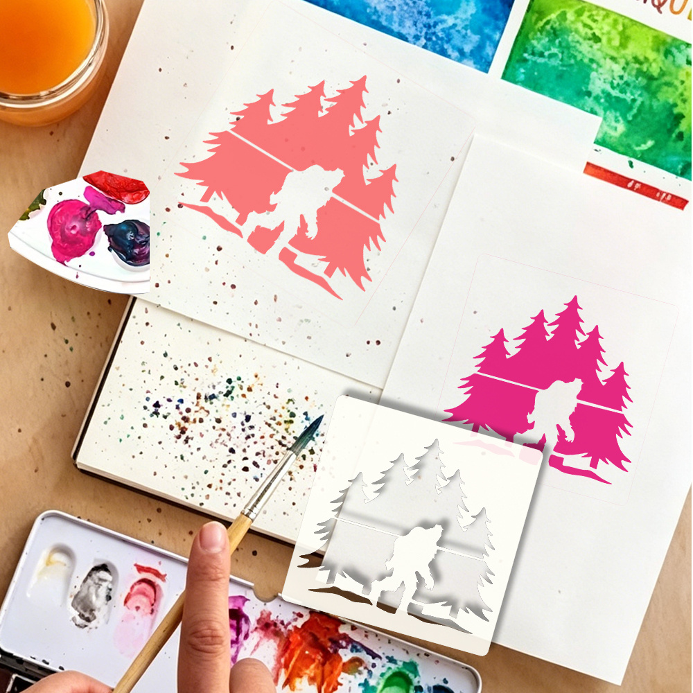 Natural Woodland Monkey & Forest Stamping Mold Template for Crafters